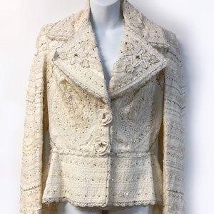 Escada Embroidered Blazer Jacket with Long Sleeves